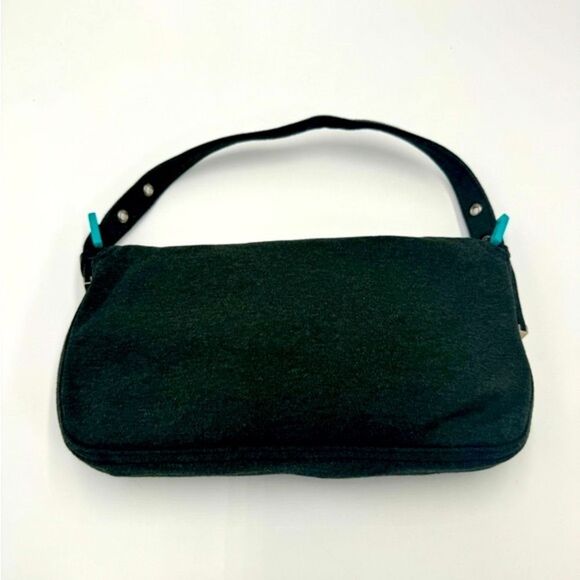 Auth Dark Fendi Green Jersey Fabric Baguette Shoulder Bag Preloved Purse - Picture 6 of 12